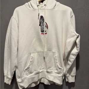 Cream Hoodie with Embroidered Design